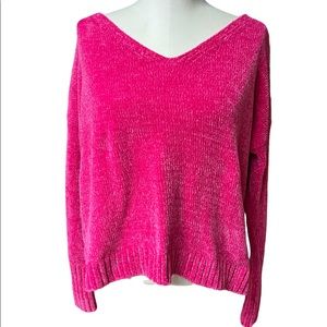 Hollister Chenille Knit Cropped Pink Sweater - Size Medium